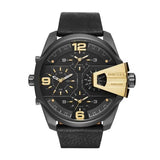  Shop Authentic Diesel Uber Chief Two Hand Black Dial Black Leather Strap Watch For Men - DZ7377 - Luxxuri
