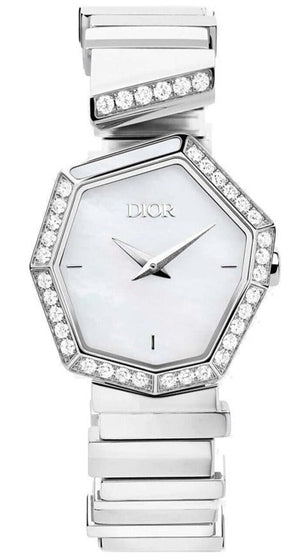  Shop Authentic Dior Gem Dior Mother of Pearl Diamonds White Dial White Leather Strap Watch for Women - CD18111X1006 - Luxxuri
