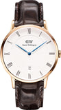 Daniel Wellington Dapper York White Dial Brown Leather Strap Watch For Men - DW00100085