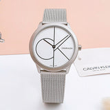  Shop Authentic Calvin Klein Minimal White Dial Silver Mesh Bracelet Watch for Women - K3M5215X - Luxxuri