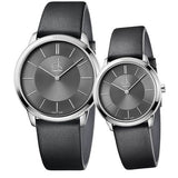  Shop Authentic Calvin Klein Minimal Grey Dial Black Leather Strap Watch for Men - K3M221C4 - Luxxuri