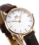  Shop Authentic Daniel Wellington Classic Petite Bristol White Dial Brown Leather Strap Watch For Women - DW00100227 - Luxxuri