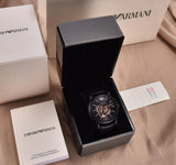  Shop Authentic Emporio Armani Luigi Automatic Skeleton Black Dial Black Leather Strap Watch For Men - AR60012 - Luxxuri