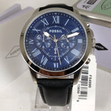 Shop Authentic Fossil Grant Chronograph Blue Dial Black Leather Strap Watch for Men - FS4990 - Luxxuri