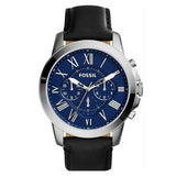  Shop Authentic Fossil Grant Chronograph Blue Dial Black Leather Strap Watch for Men - FS4990 - Luxxuri