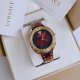  Shop Authentic Versace Shadov Quartz Red Dial Red Leather Strap Watch for Women - VEBM00918 - Luxxuri