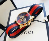  Shop Authentic Gucci G Timeless Bee Red & Blue Dial Red Two Tone Nylon Strap Watch For Men - YA1264061 - Luxxuri