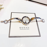  Shop Authentic Gucci Guccissima Diamonds Mother of Pearl Dial Silver Steel Strap Watch For Women - YA134303 - Luxxuri