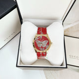  Shop Authentic Gucci G Timeless Quartz Red Dial Red Leather Strap Watch For Women - YA1264054 - Luxxuri