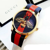  Shop Authentic Gucci G Timeless Bee Red & Blue Dial Red Two Tone Nylon Strap Watch For Men - YA1264061 - Luxxuri