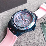  Shop Authentic Guess Limelight Blue Dial Pink Rubber Strap Watch For Women - W0775L5 - Luxxuri