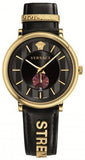  Shop Authentic Versace V-Circle Manifesto Edition Black Dial Black Leather Strap Watch for Men - VBQ050017 - Luxxuri