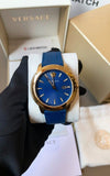  Shop Authentic Versace V-Urban Quartz Blue Dial Blue Leather Strap Watch for Men - VELQ00319 - Luxxuri