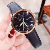  Shop Authentic Fossil Townsman Chronograph Blue Dial Blue Leather Strap Watch for Men - FS5436 - Luxxuri