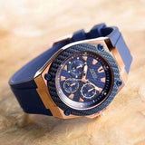 Shop Authentic Guess Legacy Chronograph Blue Dial Blue Rubber Strap Watch For Men - W1049G9 - Luxxuri