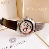  Shop Authentic Versace Classic Chronograph Quartz Silver Dial Brown Leather Strap Watch For Men - VEV700119 - Luxxuri