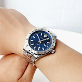  Shop Authentic Versace Hellenyium GMT Blue Dial Silver Steel Strap Watch for Men - V11010015 - Luxxuri