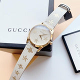  Shop Authentic Gucci G Timeless White Dial White Leather Strap Watch For Women - YA1264096 - Luxxuri