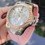  Shop Authentic Guess Zena Quartz White Dial Pink Rubber Strap Watch For Women - W1094L4 - Luxxuri