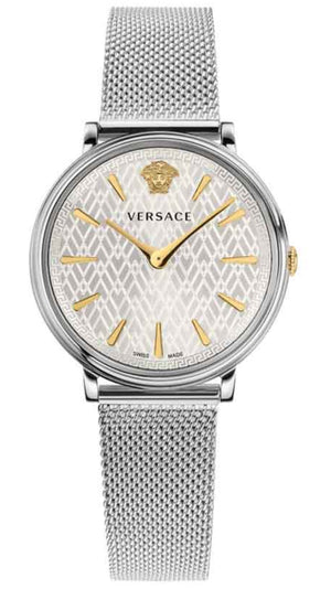  Shop Authentic Versace V-Circle Quartz Silver Dial Silver Mesh Strap Watch for Women - VBP050017 - Luxxuri