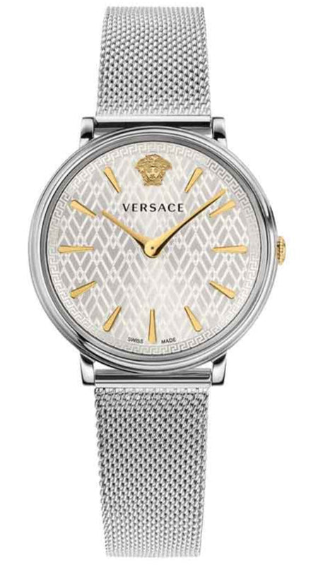  Shop Authentic Versace V-Circle Quartz Silver Dial Silver Mesh Strap Watch for Women - VBP050017 - Luxxuri