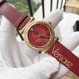 Shop Authentic Versace V-Motif Red Dial Red Leather Strap Watch for Women - VERE00418 - Luxxuri