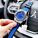  Shop Authentic Versace Chain Reaction Quartz Blue Dial Blue & Black Leather Strap Watch for Men - VEDY00119 - Luxxuri