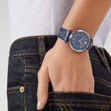  Shop Authentic Versace V-Twist Quartz Blue Dial Blue Leather Strap Watch for Women - VELS00119 - Luxxuri