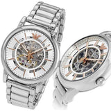  Shop Authentic Emporio Armani Meccanico Skeleton Silver Dial Silver Steel Strap Watch For Men - AR1980 - Luxxuri
