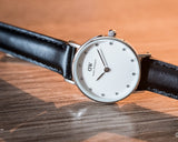  Shop Authentic Daniel Wellington Classy Sheffield White Dial Black Leather Strap Watch For Women - DW00100068 - Luxxuri
