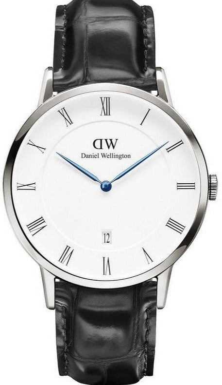 Daniel Wellington Dapper Reading White Dial Black Leather Strap Watch For Men - DW00100108