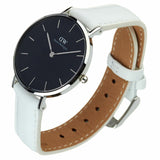  Shop Authentic Daniel Wellington Classic Petite Bondi Black Dial White Leather Strap Watch For Women - DW00100284 - Luxxuri