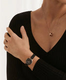 Daniel Wellington Classic Petite Pressed Ashfield Black Dial Black Mesh Bracelet Watch For Women - DW00100441