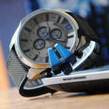  Shop Authentic Diesel Mega Chief Chronograph Black Dial Black Leather Strap Watch For Men - DZ4500 - Luxxuri