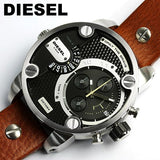  Shop Authentic Diesel SBA Dual Time Black Dial Brown Leather Strap Watch For Men - DZ7264 - Luxxuri