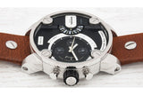  Shop Authentic Diesel SBA Dual Time Black Dial Brown Leather Strap Watch For Men - DZ7264 - Luxxuri