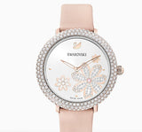  Shop Authentic Swarovski Crystal Frost White Dial Pink Leather Strap Watch for Women - 5519223 - Luxxuri