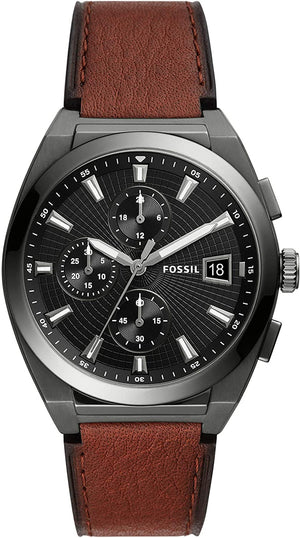  Shop Authentic Fossil Everett Chronograph Grey Dial Brown Leather Strap Watch for Men - FS5799 - Luxxuri