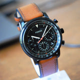  Shop Authentic Fossil Goodwin Luggage Chronograph Black Dial Brown Leather Strap Watch for Men - FS5501 - Luxxuri