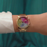  Shop Authentic Guess Confetti Chronograph Rainbow Dial Gold Steel Strap Watch For Women  - GW0483L4 - Luxxuri