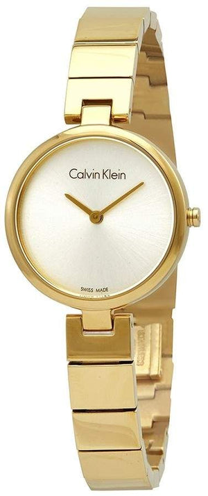  Shop Authentic Calvin Klein Authentic Silver Dial Gold Steel Strap Watch for Women - K8G23546 - Luxxuri