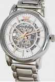 Shop Authentic Emporio Armani Meccanico Skeleton Silver Dial Silver Steel Strap Watch For Men - AR1980 - Luxxuri