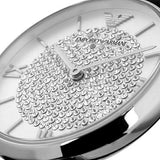  Shop Authentic Emporio Armani Gianni T Bar Quartz Crystals Silver Dial Blue Leather Strap Watch For Women - AR11344 - Luxxuri