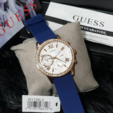  Shop Authentic Guess Solar White Rose Gold Dial Blue Rubber Strap Watch For Women - W1135L3 - Luxxuri