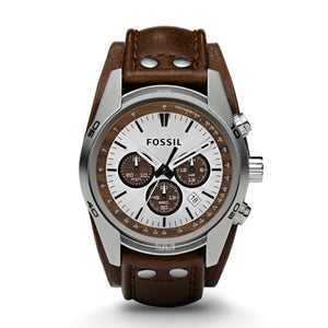  Shop Authentic Fossil Coachman Chronograph Silver Dial Brown Leather Strap Watch for Men - CH2565 - Luxxuri
