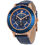  Shop Authentic Swarovski Octea Lux Chrono Blue Dial Blue Leather Strap Watch for Women - 5563480 - Luxxuri
