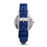  Shop Authentic Emporio Armani Gianni T Bar Quartz Crystals Silver Dial Blue Leather Strap Watch For Women - AR11344 - Luxxuri