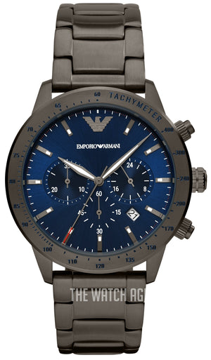  Shop Authentic Emporio Armani Mario Chronograph Blue Dial Grey Steel Strap Watch For Men - AR80045 - Luxxuri