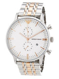  Shop Authentic Emporio Armani Chronograph White Dial Two Tone Steel Strap Watch For Men - AR0399 - Luxxuri