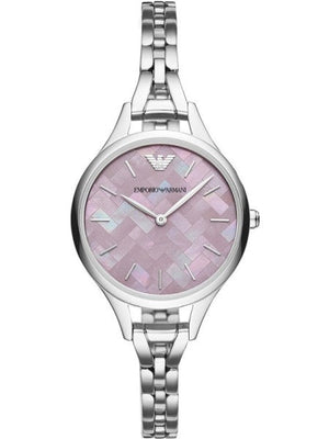  Shop Authentic Emporio Armani Aurora Mother Of Pearl Purple Dial Silver Steel Strap Watch For Women - AR11122 - Luxxuri
